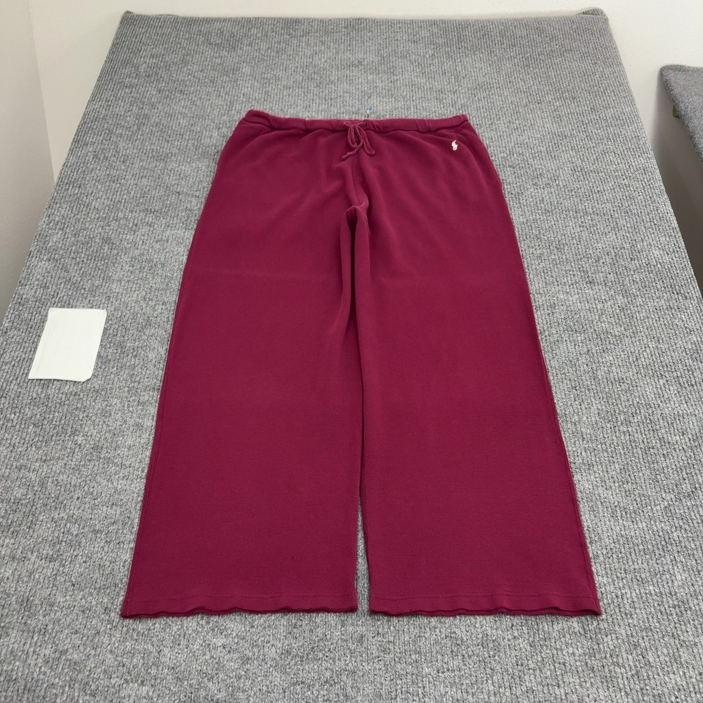 Polo Ralph Lauren Sleepwear Pants XL Burgundy Cotton Waffle Knit Thermal Casual